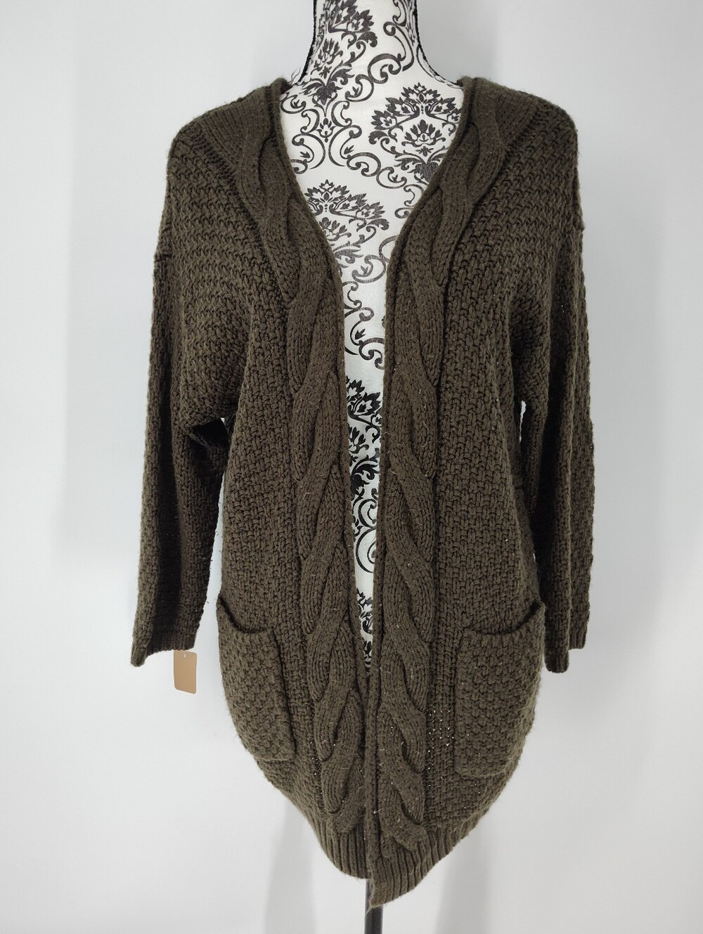 Wishlist Women's Wool Blend Brown/Green Sweater Cardigan Size Small/Medium